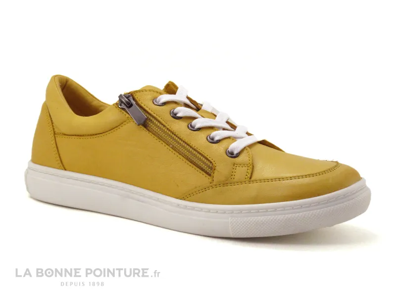 Achat chaussures Moran's Femme Basket, vente Morans EZOLE Moutarde - Basket basse Femme cuir jaune