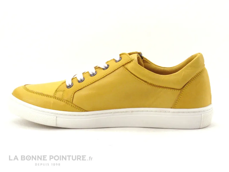 Achat chaussures Moran's Femme Basket, vente Morans EZOLE Moutarde - Basket basse Femme cuir jaune