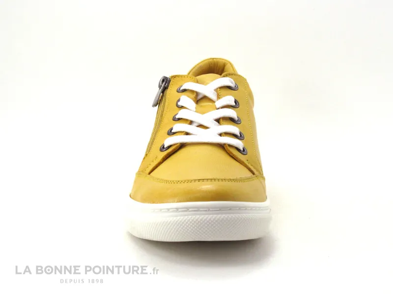 Achat chaussures Moran's Femme Basket, vente Morans EZOLE Moutarde - Basket basse Femme cuir jaune