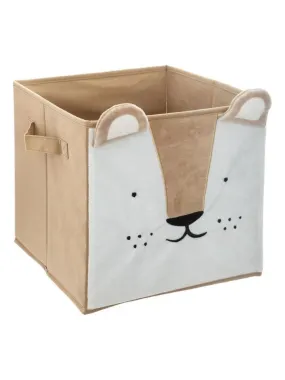 Bac de rangement pliable lion velours - Beige