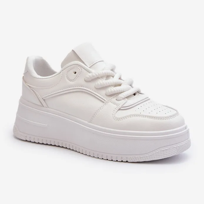 Baskets Plateforme Femme Cuir Eco Blanc Vhisper blanche