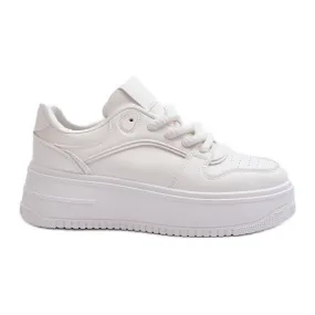 Baskets Plateforme Femme Cuir Eco Blanc Vhisper blanche