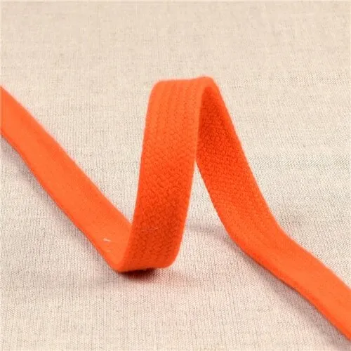 Bobine 20m tresse tubulaire plate coton 15mm orange bengale