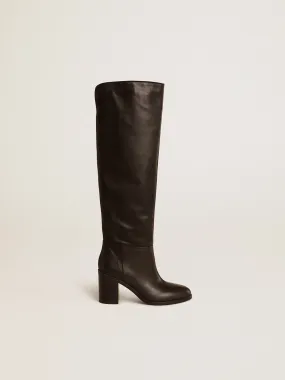 Bottes au genou Vivienne en cuir noir | Golden Goose