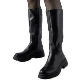 Bottes Prisco noires, isolées et lisses le noir