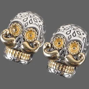 Boucles d'oreilles têtes de mort à moustaches argent