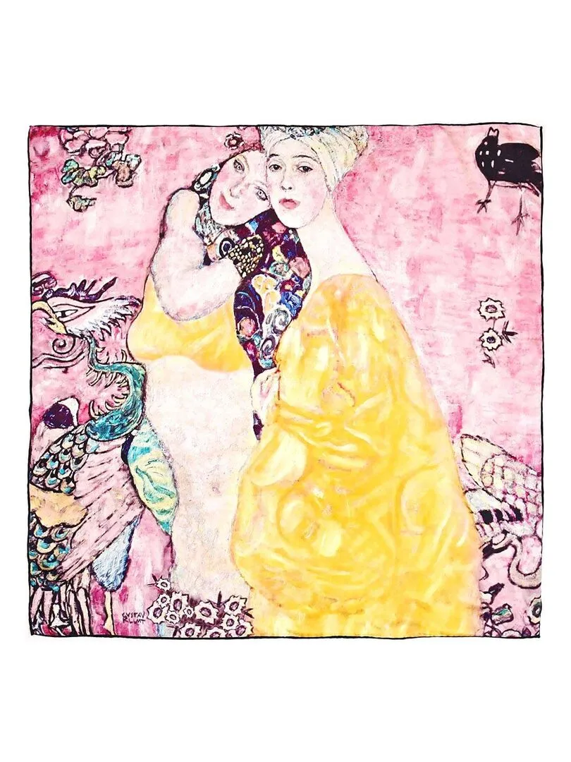 Carré de soie Klimt "Le Amiche" - Rose