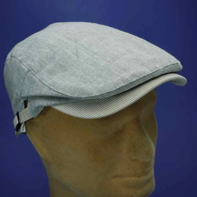 Casquette gatsby d'été en lin et coton coloris gris | Casquette homme