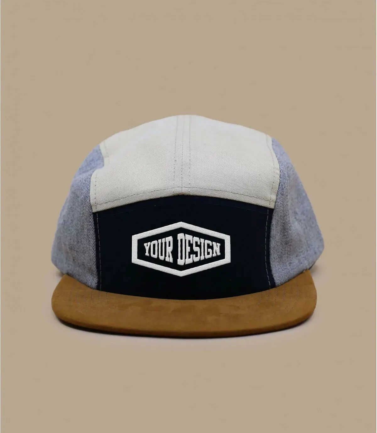  - Casquette Personnalisable 5 Panel navy beige heather grey : Headict