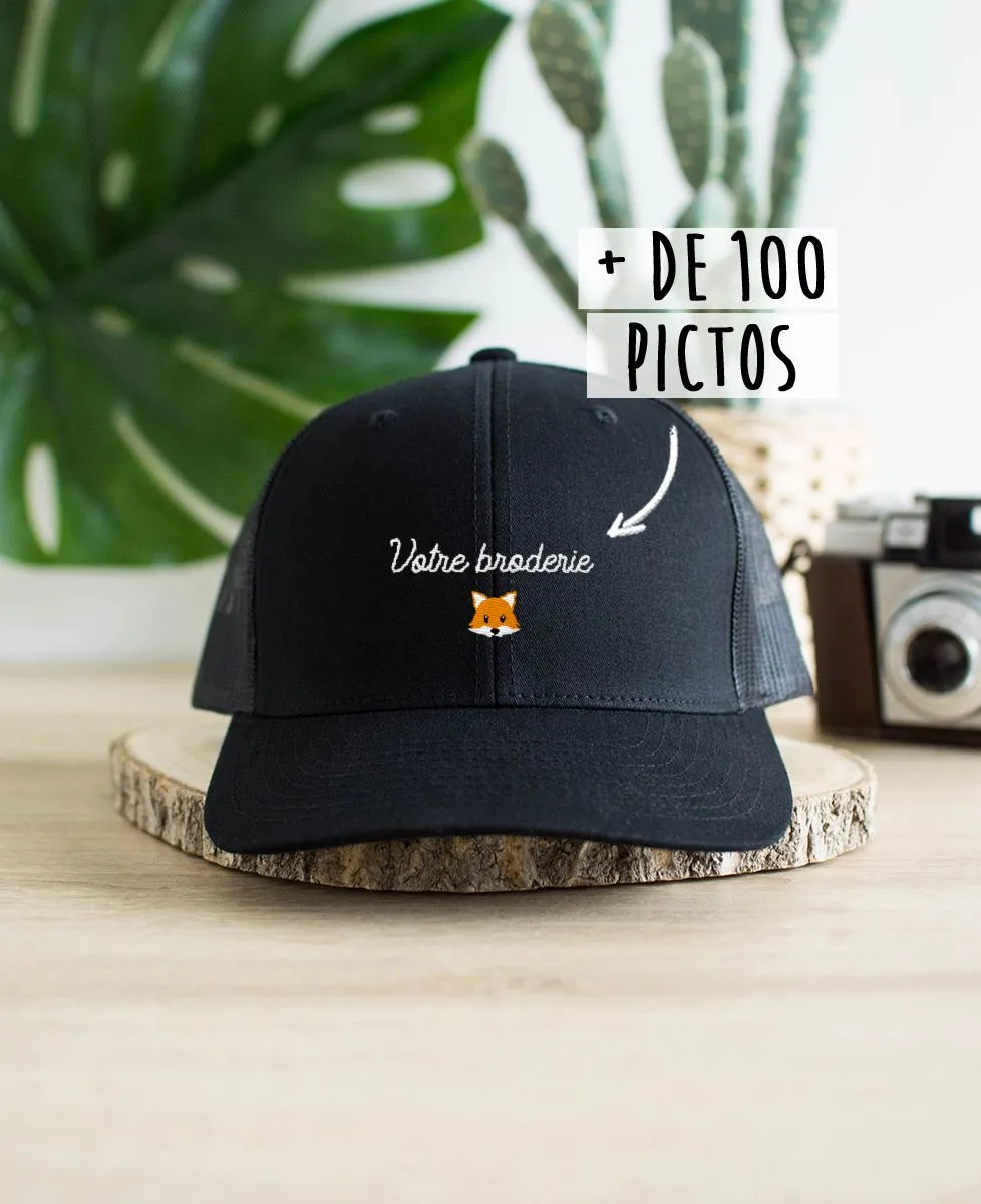 Casquette Texte et picto brodés personnalisé