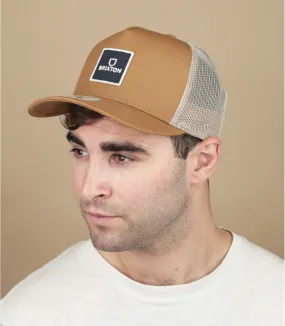 Casquette trucker marron blanc - Casquette Alpha Block Netplus Trucker copper off white Brixton : Headict