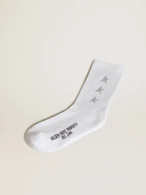 Chaussettes blanches avec étoiles ornées de cristaux appliqués | Golden Goose