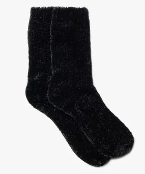 chaussettes en maille chenille douce et epaisse femme noir standard chaussettes