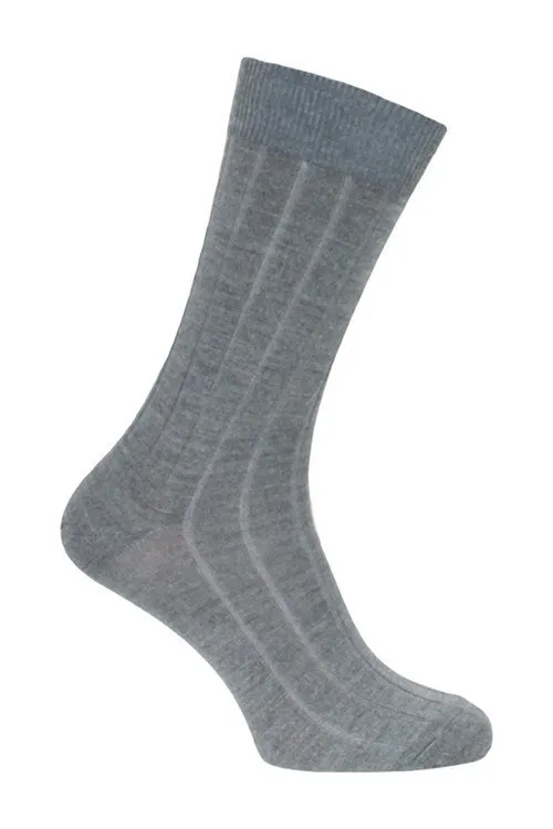 Chaussettes laine et soie gris moyen - Labonal : vente chaussettes ...