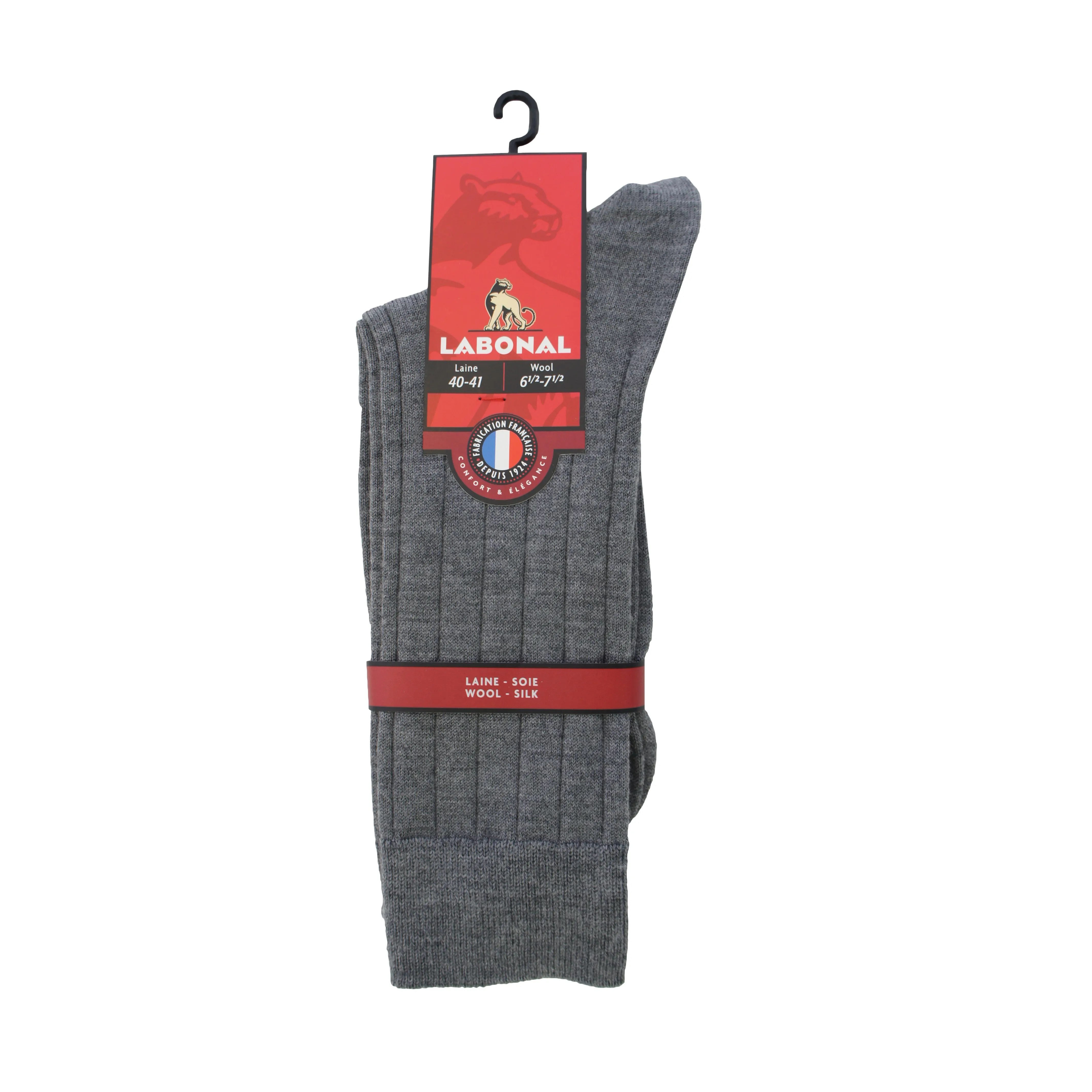 Chaussettes laine et soie gris moyen - Labonal : vente chaussettes ...