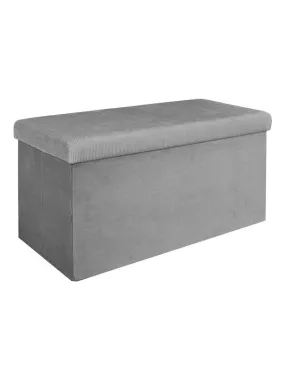 Coffre de rangement banc pliable velours côtelé - Gris