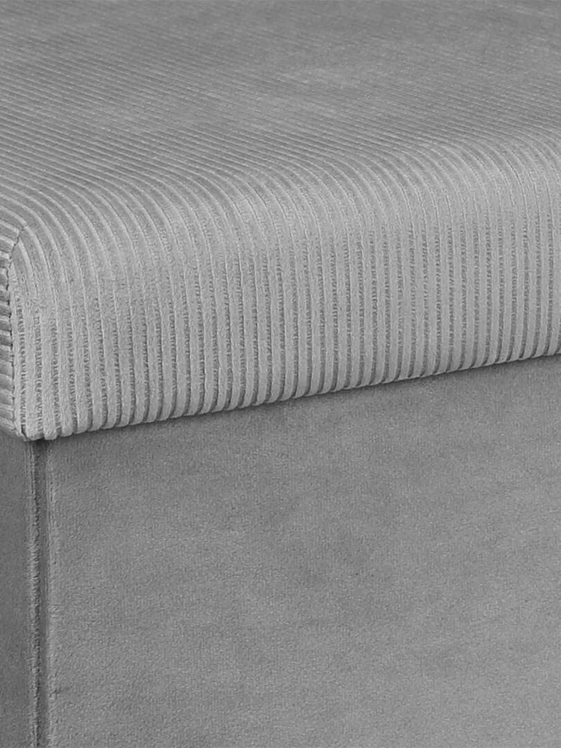 Coffre de rangement banc pliable velours côtelé - Gris