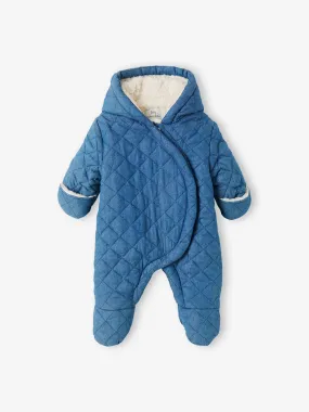 Combipilote en denim chambray bébé ouverture décalée denim stone - Vertbaudet