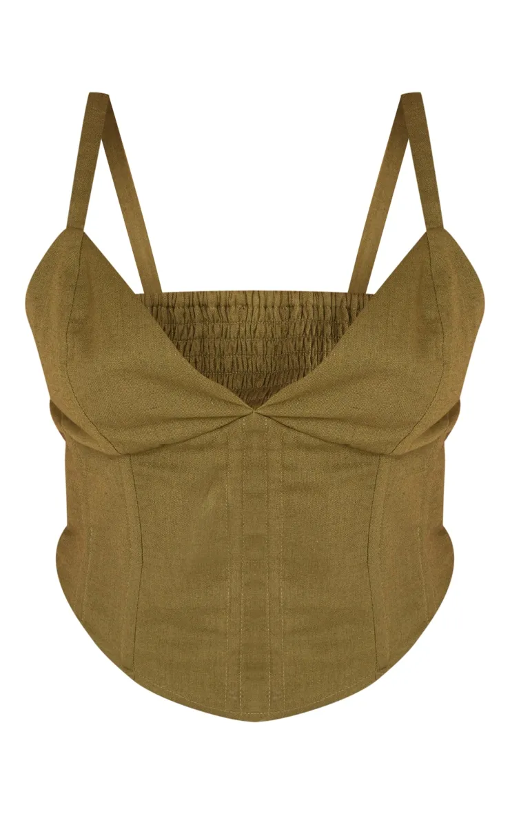 Corset en effet lin vert olive