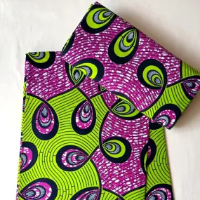 Coupon wax, tissu wax par 3 yards  ankara wax 100% coton, ankara fabric, wax fabric, couleur vert et violet