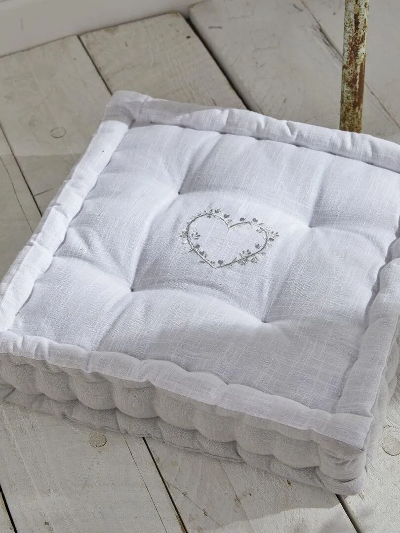 Coussin de sol avec broderies 'CHARME' 'TODAY' - Gris clair