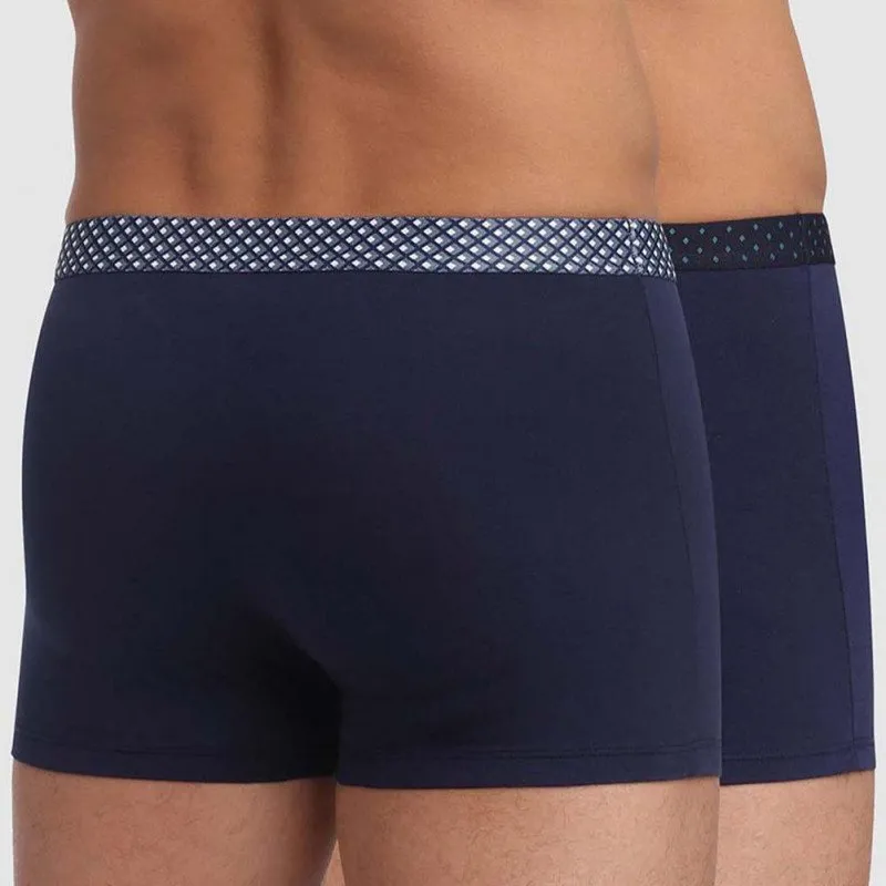 DIM 2 Boxers Homme Coton MIXANDPRINTS Bleu denim Ligne Losange