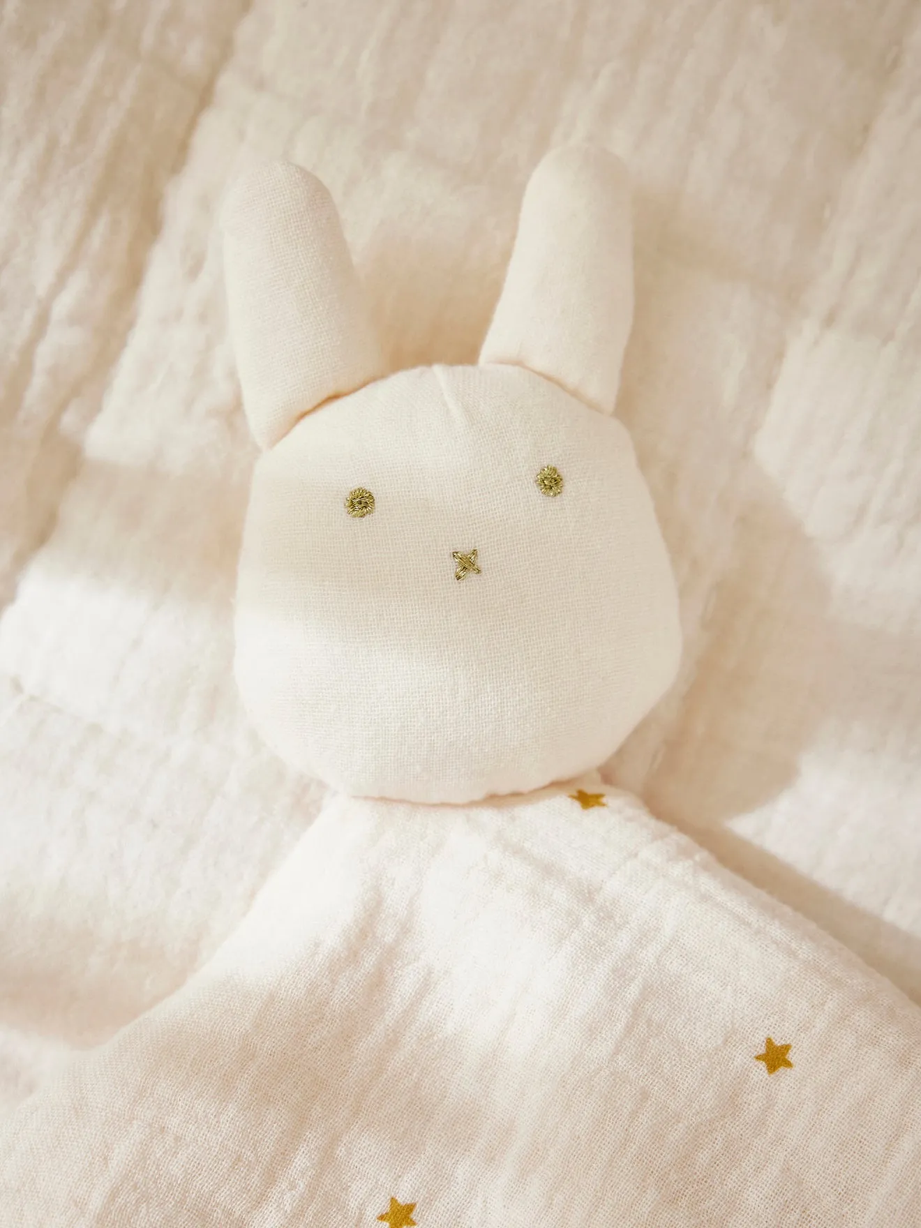 Doudou lapin gaze de coton biologique