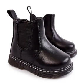 FR1 Bottes Chaudes Enfant Cuir Noir Porky le noir