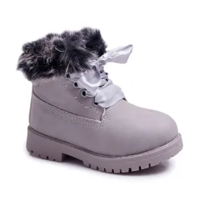 FRROCK Bottes Enfant Chauffées Avec Fourrure Grise Tesoro Trappers