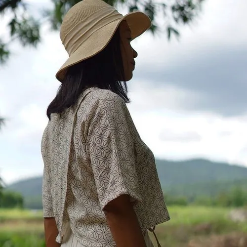 Haut en coton avec imprime de fleur de vie