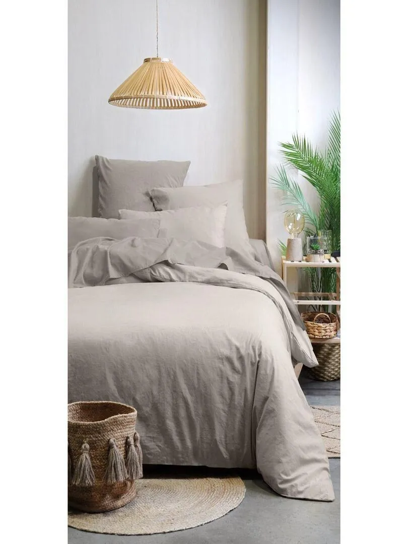 Housse de couette 240x260 Horizon lin 100% coton bio 57 fils - Beige