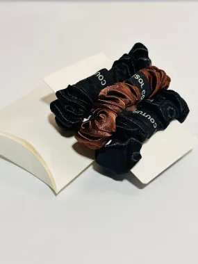 Idée cadeau Mignon et Pratique - Boite avec 3 Scrunchies en Satin soie Luxe