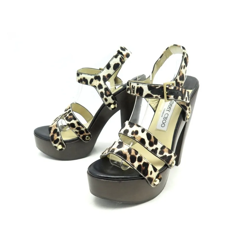 JIMMY CHOO SANDALES sandales leopard a talons en bois a talons