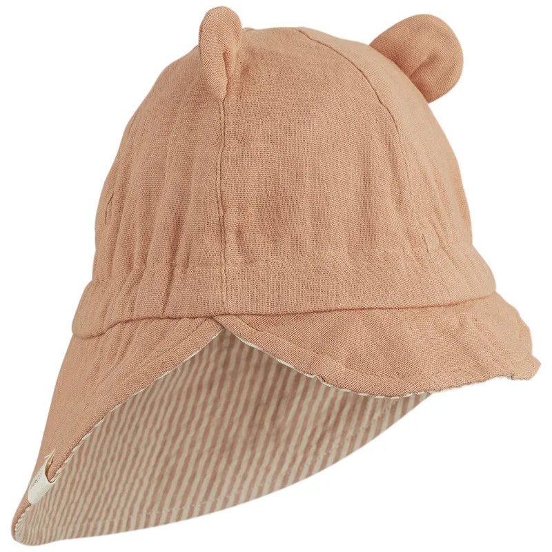 LIEWOOD - CASQUETTE BEBE REVERSIBLE RAYE VIEUX ROSE - littlecasba.com