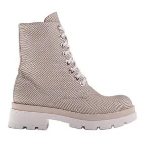 Marco Shoes Bottes en tissu de coton naturel beige