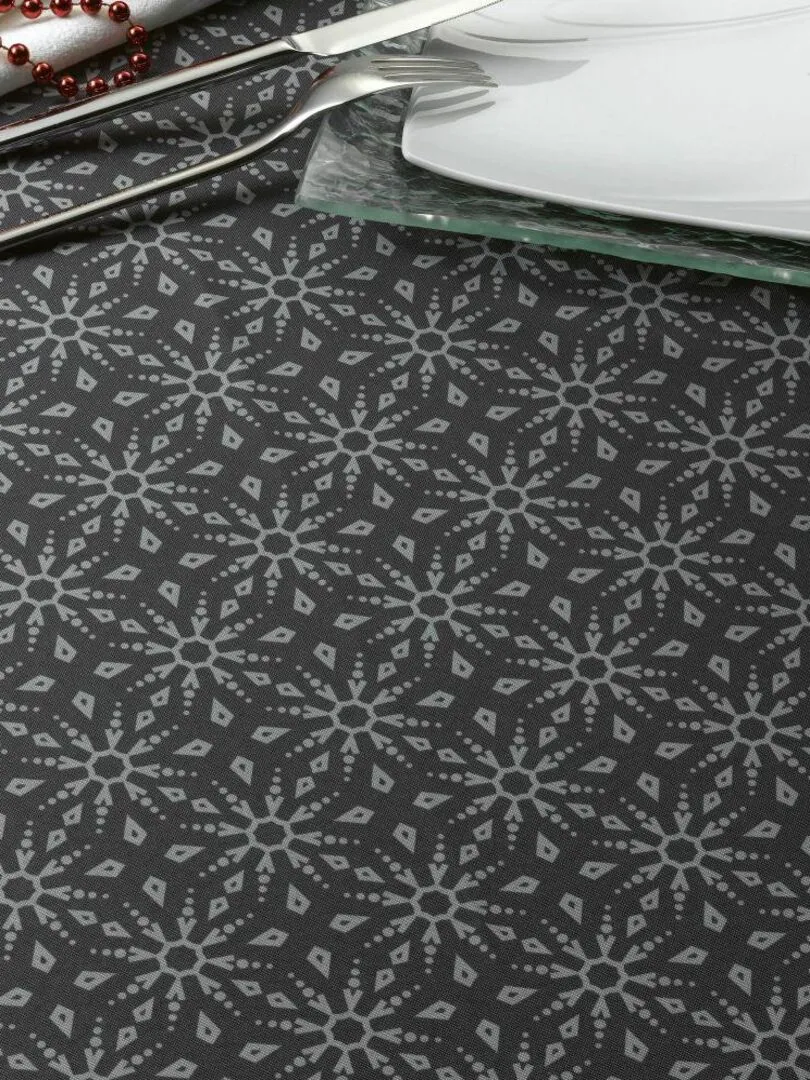 Nappe Polyester à motifs Flocon - Gris