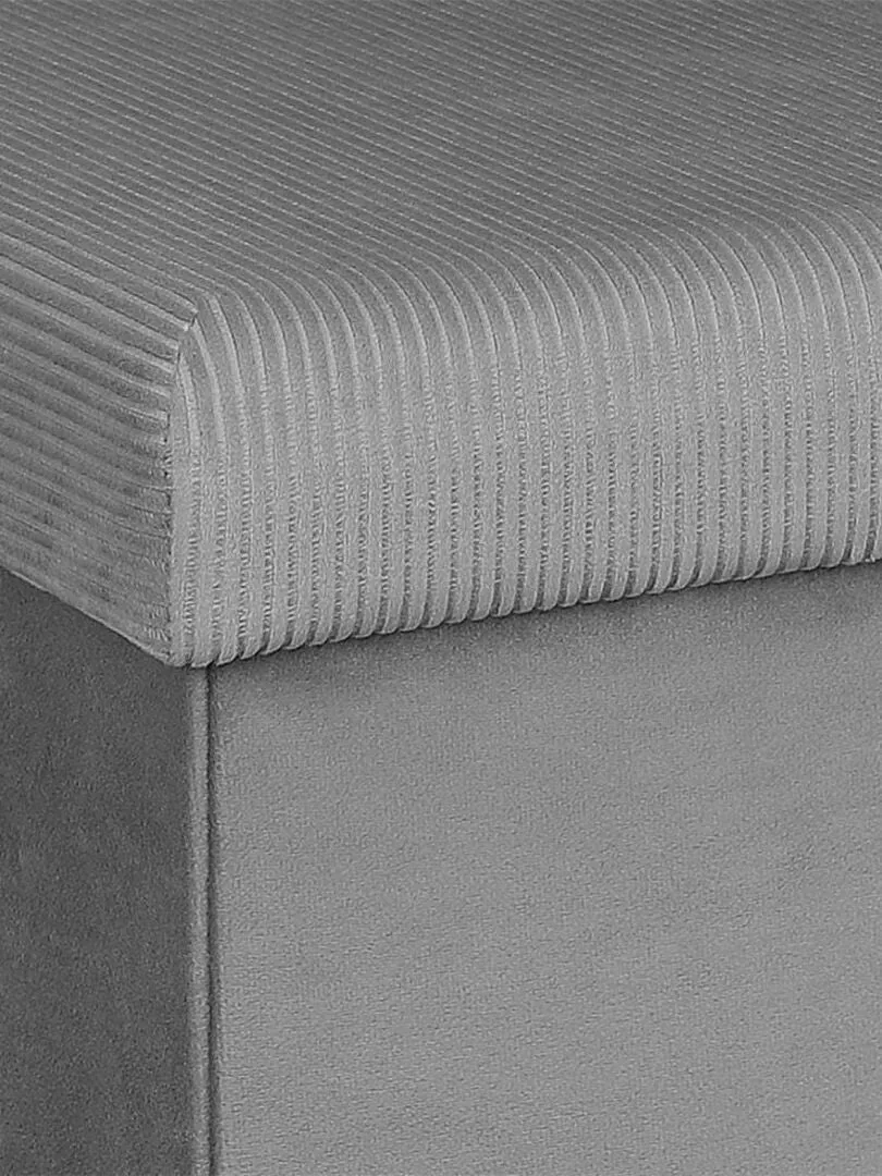 Pouf pliable coffre de rangement velours côtelé - Gris