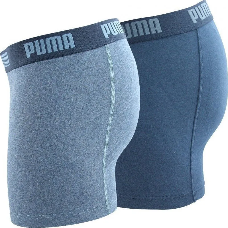 PUMA Lot de 2 Boxers Homme Coton BASIC Bleu Denim