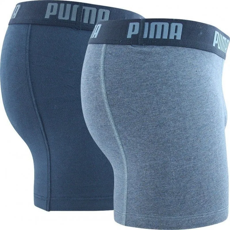 PUMA Lot de 2 Boxers Homme Coton BASIC Bleu Denim