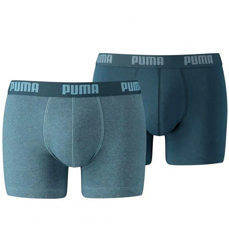 PUMA Lot de 2 Boxers Homme Coton BASIC Bleu Denim