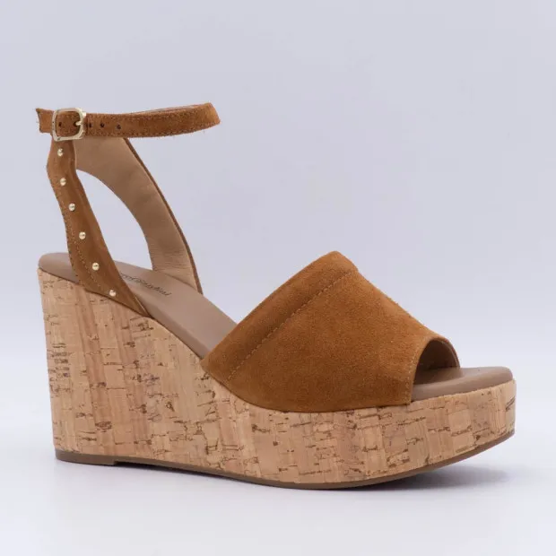 Sandales compensées pour Femme NéroGiardini 7663 Camel