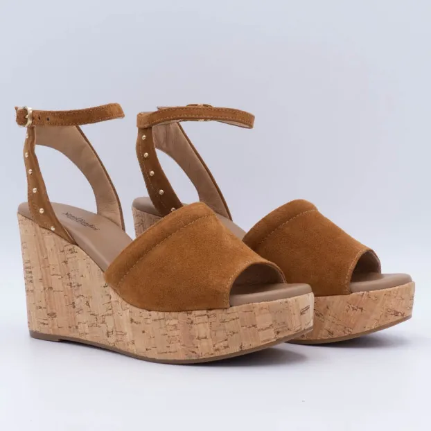 Sandales compensées pour Femme NéroGiardini 7663 Camel