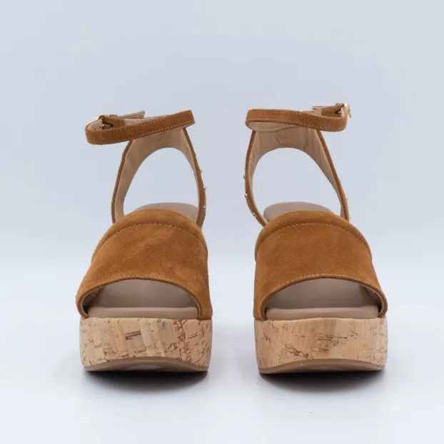 Sandales compensées pour Femme NéroGiardini 7663 Camel