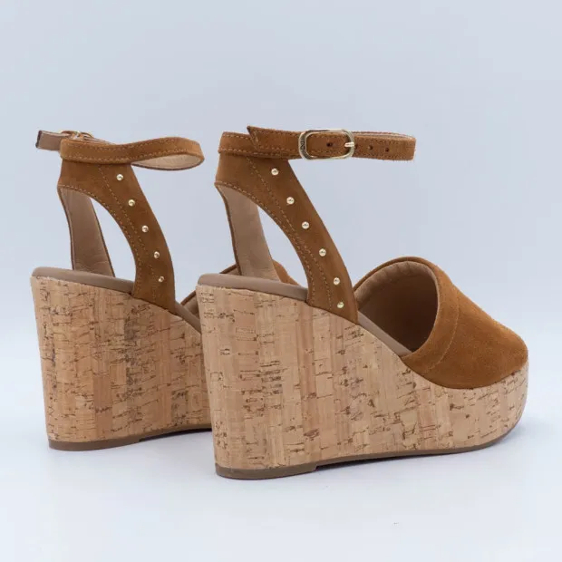 Sandales compensées pour Femme NéroGiardini 7663 Camel