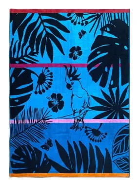 Serviette de plage éponge velours Jacquard Kala 140x180 400g/m² - Bleu canard