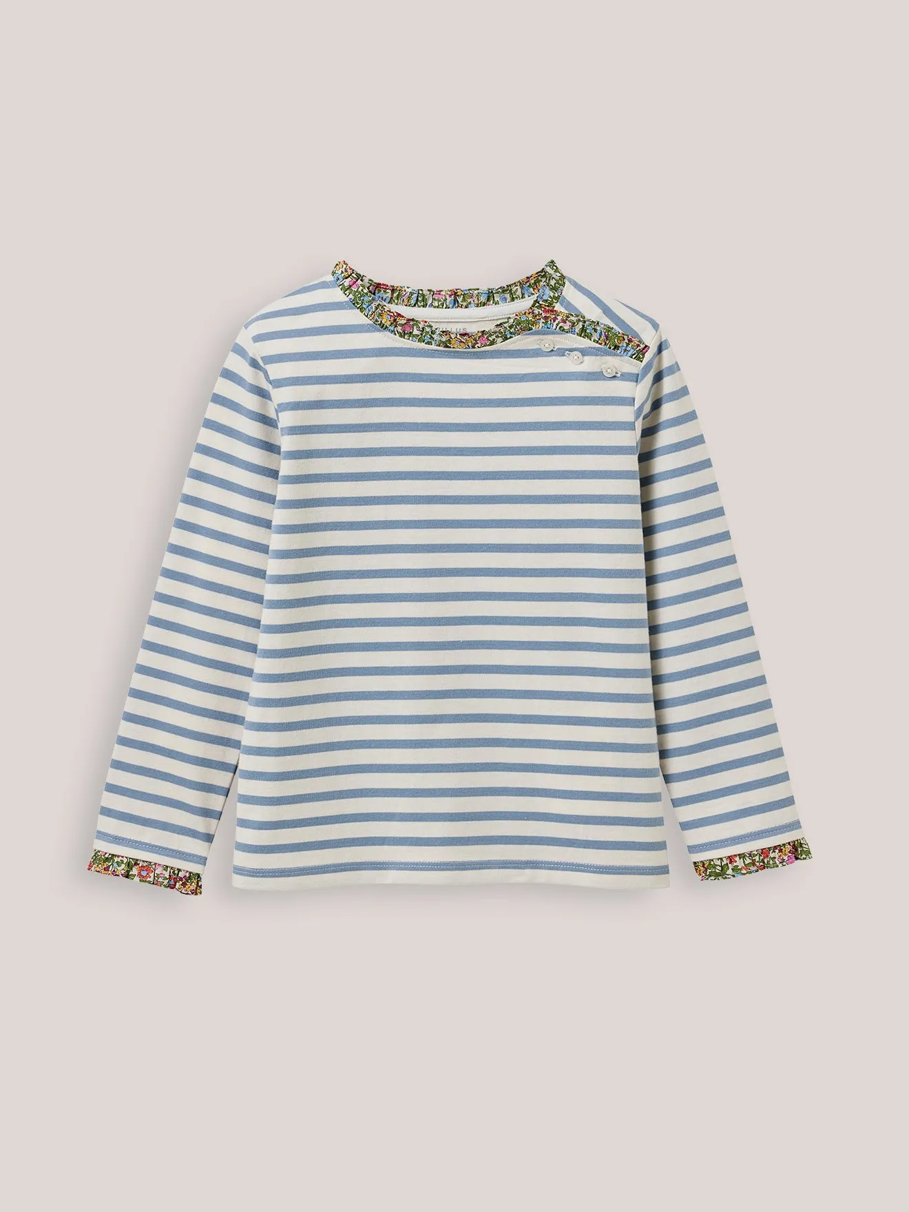 T-shirt marinière Fille tissu Liberty - Coton Biologique