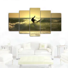 Tableau Surf Toile - Couché de Soleil (5 PCS)