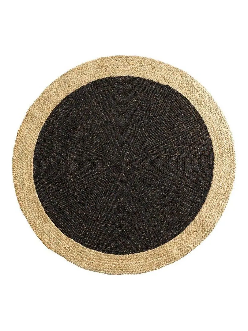 Tapis rond fils métallisés bicolore Mario - Noir Doré